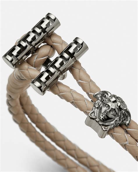 versace bracelet gold mens|medusa braided leather bracelet.